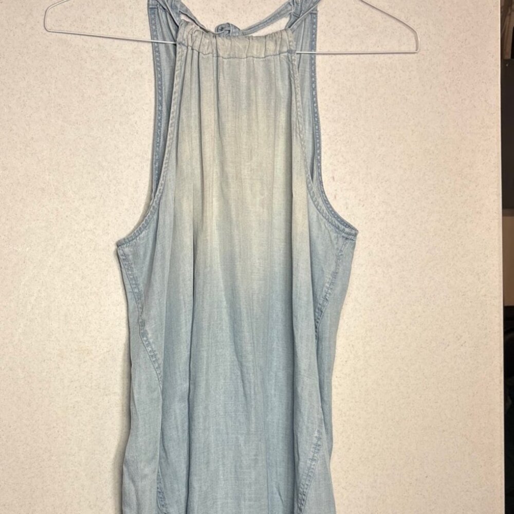 Anthropology Cloth&Stone Chambray Sleeveless Halter Sun Dress Shirt-Tail  Sz L